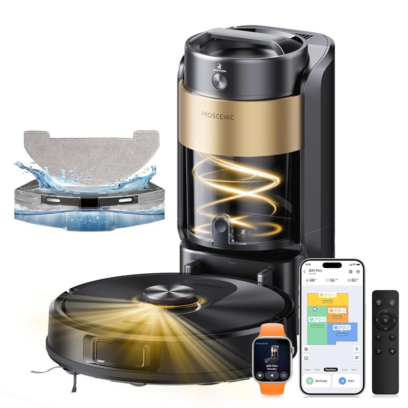 Proscenic Q8 Max Robot Vacuum Cleaner with Mop and Self-Empty Station, 5000Pa Suction, Lidar Navigation Home Mapping, 200 Min Run, WiFi App Control