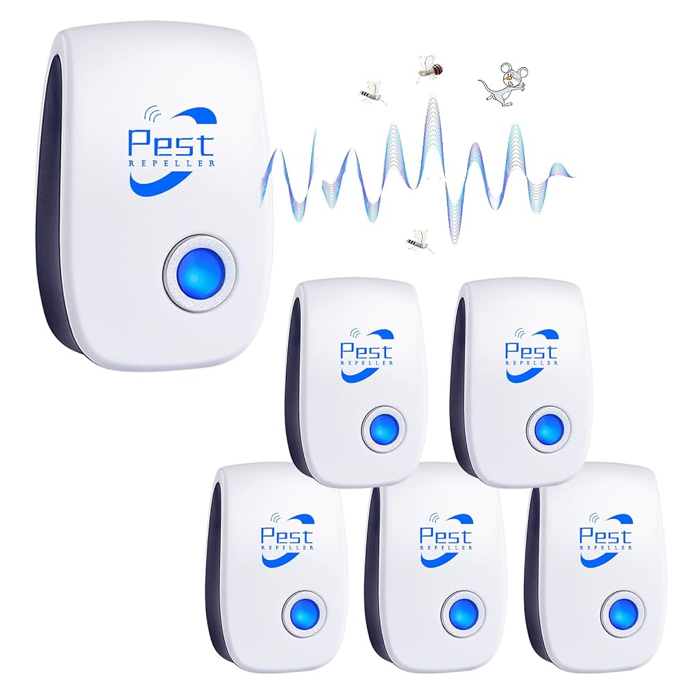 Ultrasonic Pest Repeller, 6 Pack Mouse Repellent Plug-In Indoor Pest Control, Electronic Mosquito Repellent, Insect Repellent for Mosquitos, Flies, Spiders, Ants, Bugs