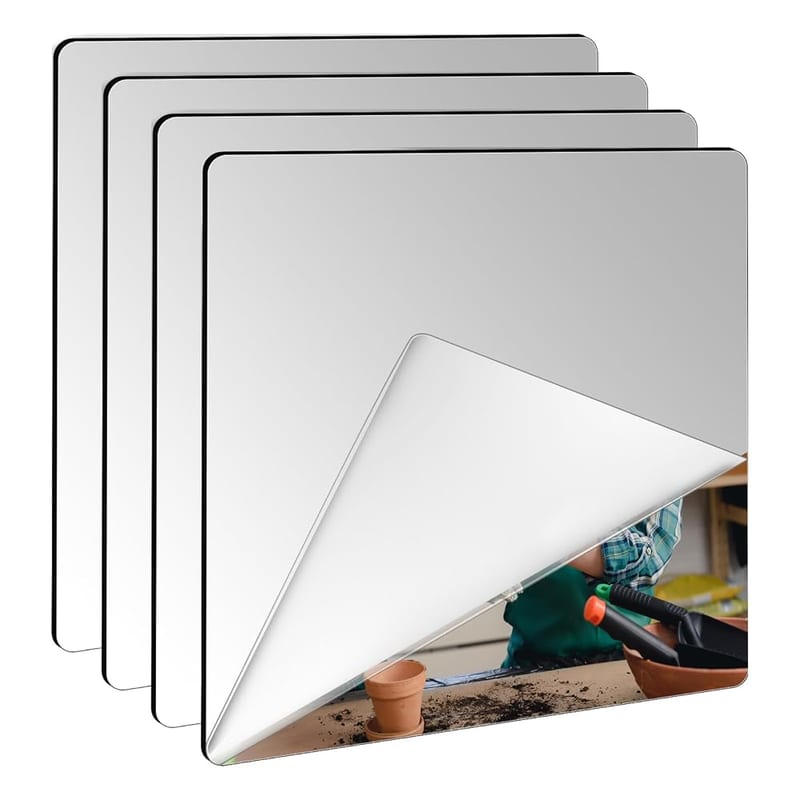 ASelected 6 Pack Self Adhesive Mirror Tiles 20x20cm, Thickened Acrylic Tiles 2mm Stick on Wall Mirror