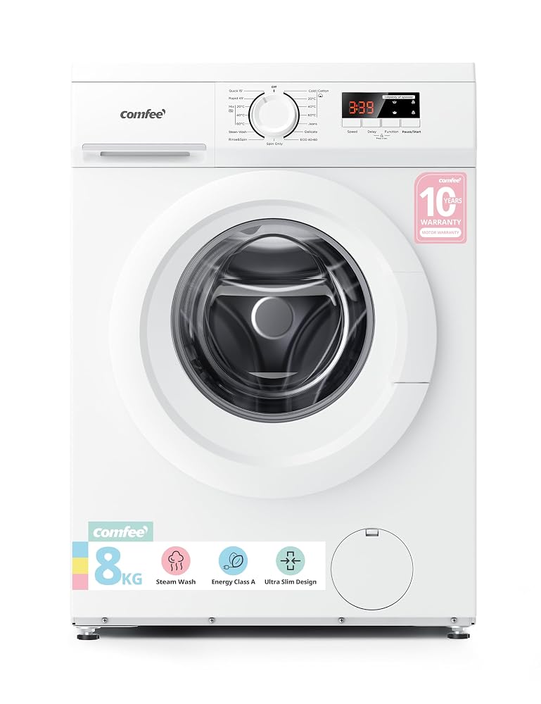 COMFEE' CFE12EW80/W 8kg Washing Machine, 1400rpm, Energy Class A, Slim 48cm - White