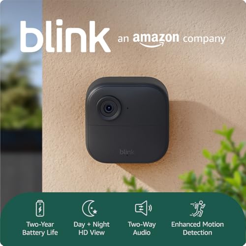 Blink Outdoor 4 Camera, Wireless HD Smart Security Camera, Two-Year Battery Life, Enhanced Motion Detection, Works with Alexa, 2 Camera System with Sync Module Core