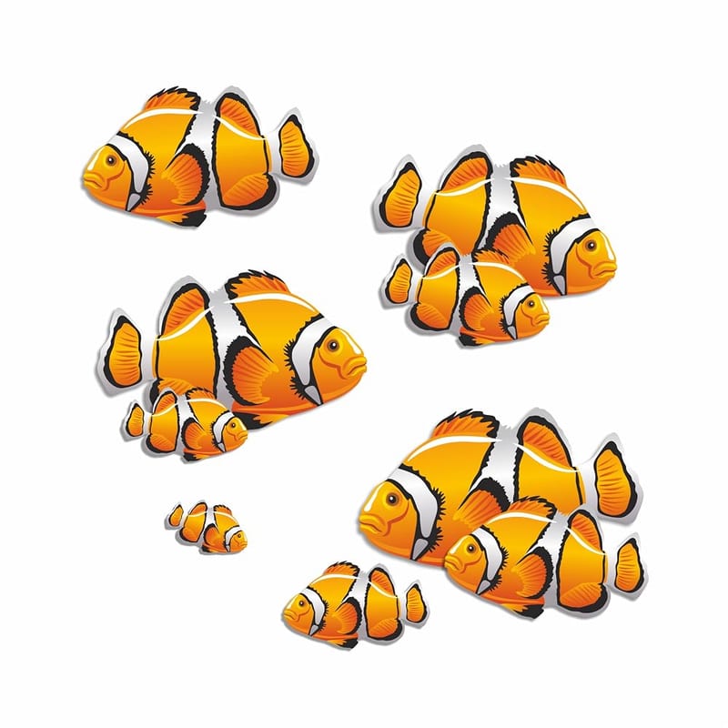 Orange Clown Fish Vinyl Decals, Bathroom Stickers for Shower, Toilet, Tiles