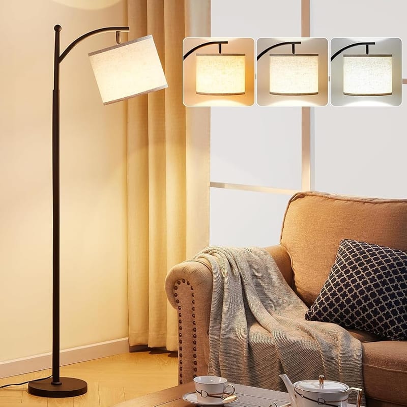 Aooshine Floor Lamp for Living Room, 60" Modern Arc Standing Lamp, 3 Colour Temperatures, Foot Switch
