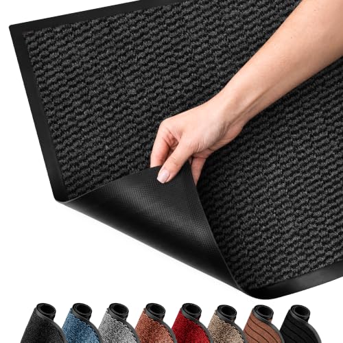SG Traders Washable Door Mats- Non-Slip Rubber Backed Doormats Indoor & Outdoor - Highly Absorbent Door Mats, Floor Mat, Kitchen Mat, Perfect Dust Grabbing Doormats Dirt Trapper (40x60cm-Anthracite)