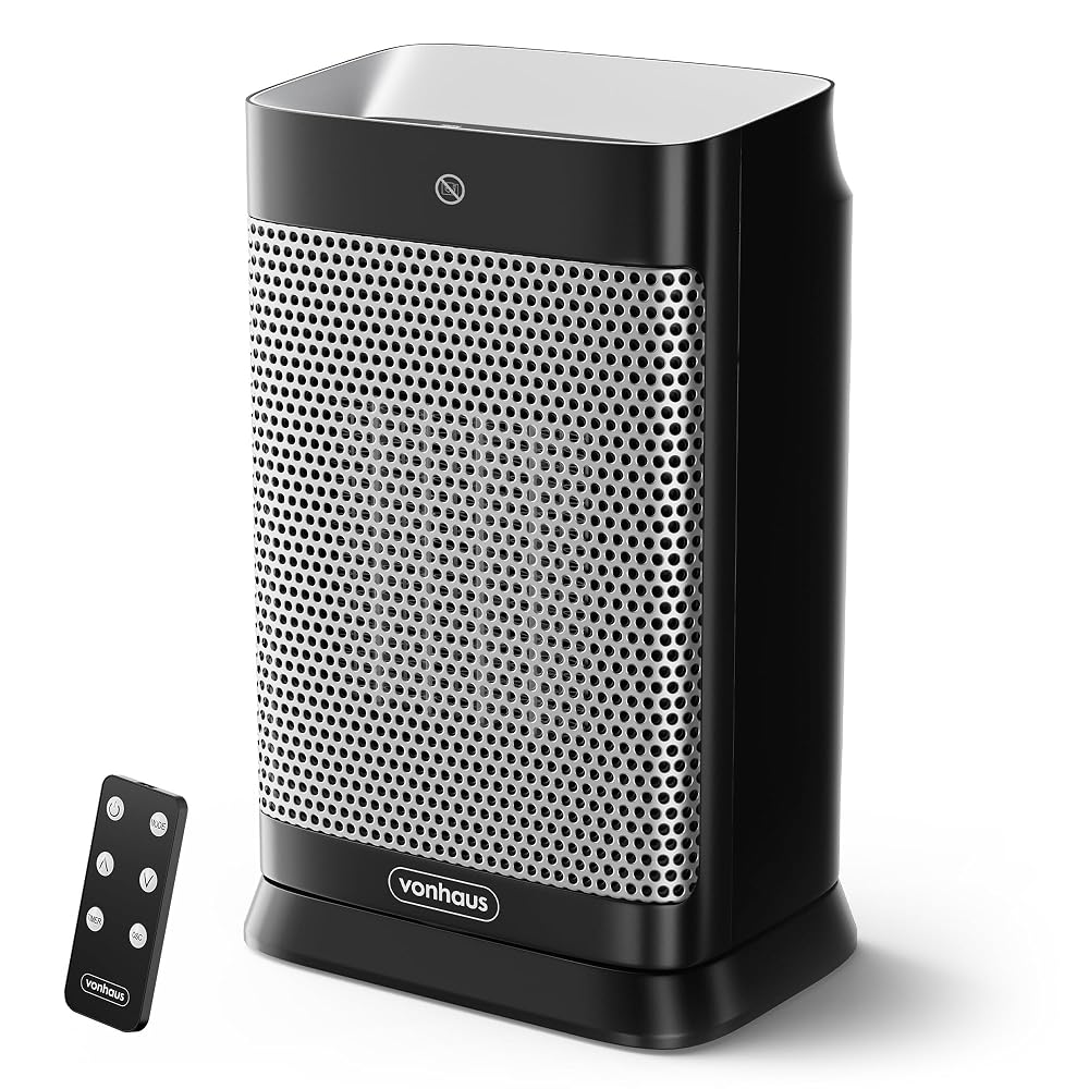 VonHaus Space Heater 1500W, Mini Portable Electric Ceramic PTC Fan Heater with Remote