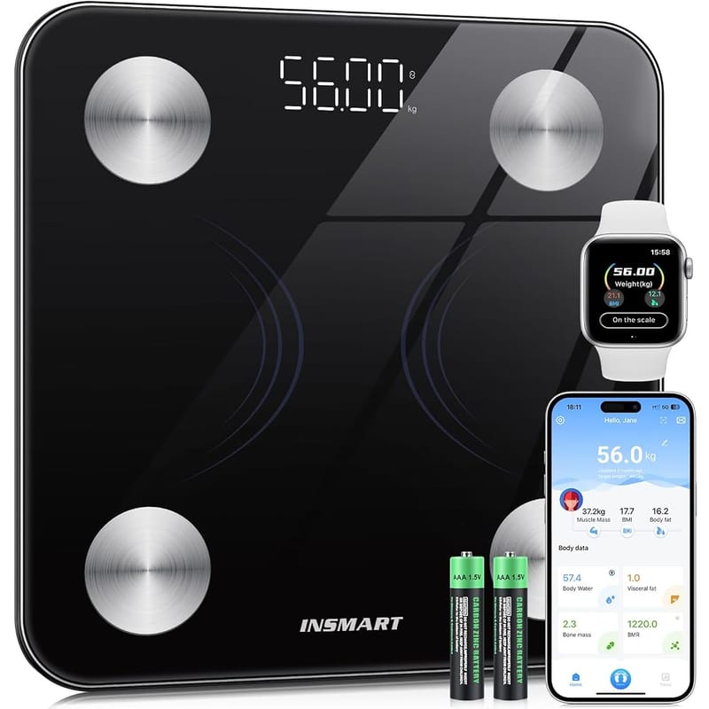 INSMART Bluetooth Body Fat Bathroom Scales, Smart Digital Body Composition Analyzer