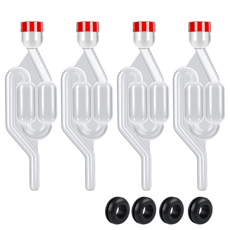 FORYNXHWIN 4 x Demijohn Airlock and Grommets Set, Bubbler Air Lock for Home Brew & Winemaking