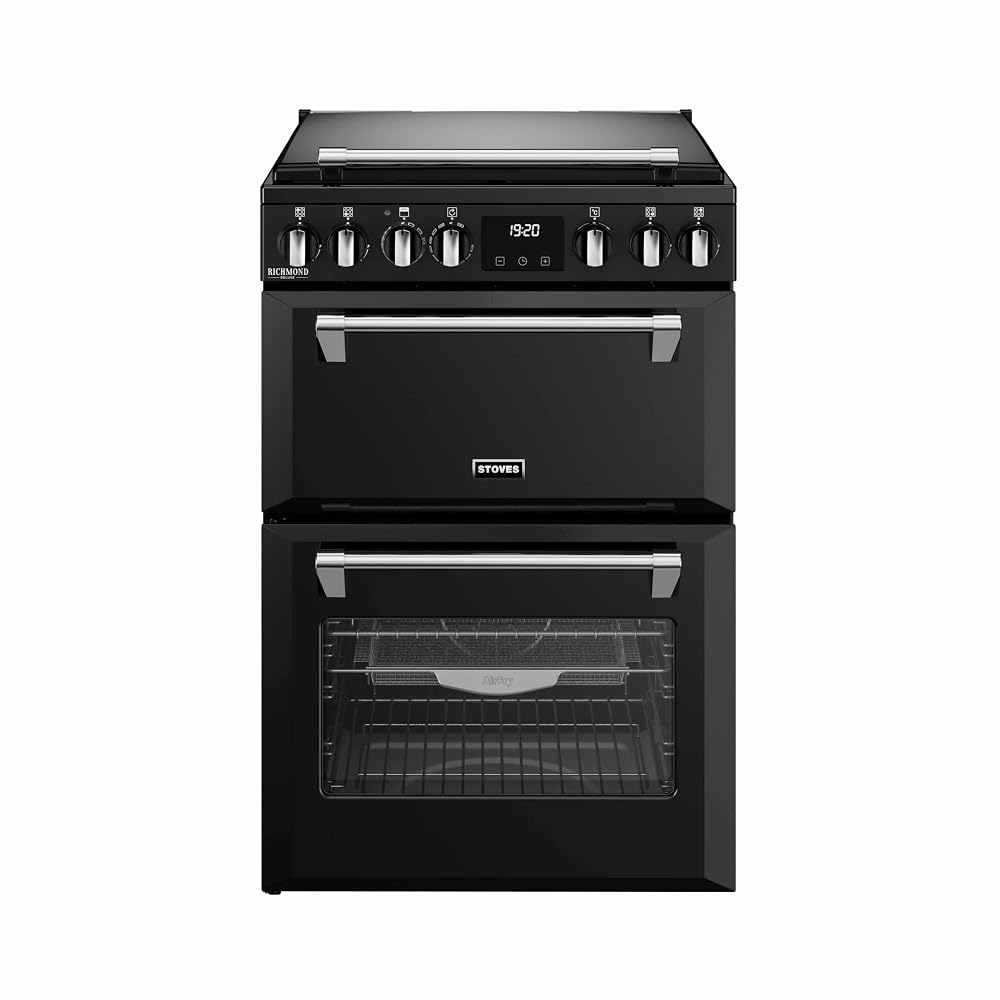 Stoves Richmond Deluxe 60cm Double Oven Dual Fuel Mini Range Cooker - Black - A Rated