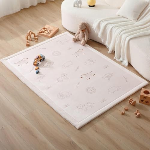 Hakuna Matte Cloud-Soft Baby Play Mat 170x120x2.5cm - Children's Room Carpet Memory Foam Coral Velvet Rug for Crawling, Non-Slip, Water-Resistant