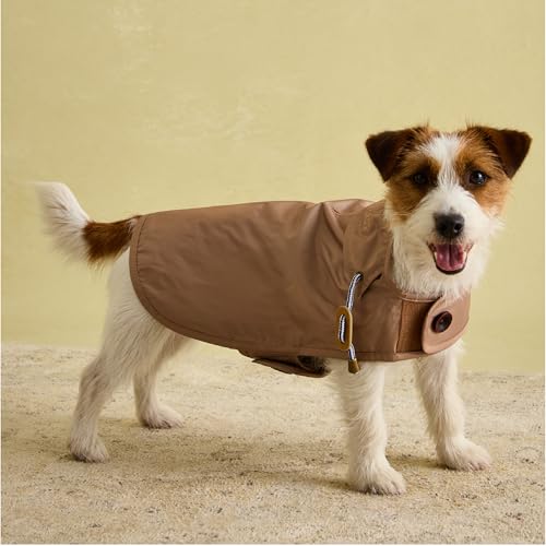 Rosewood x Joules Burra Brown Raincoat for Dogs, Small, Washable, Lightweight, Water-Resistant Dog Coat for Small Dogs