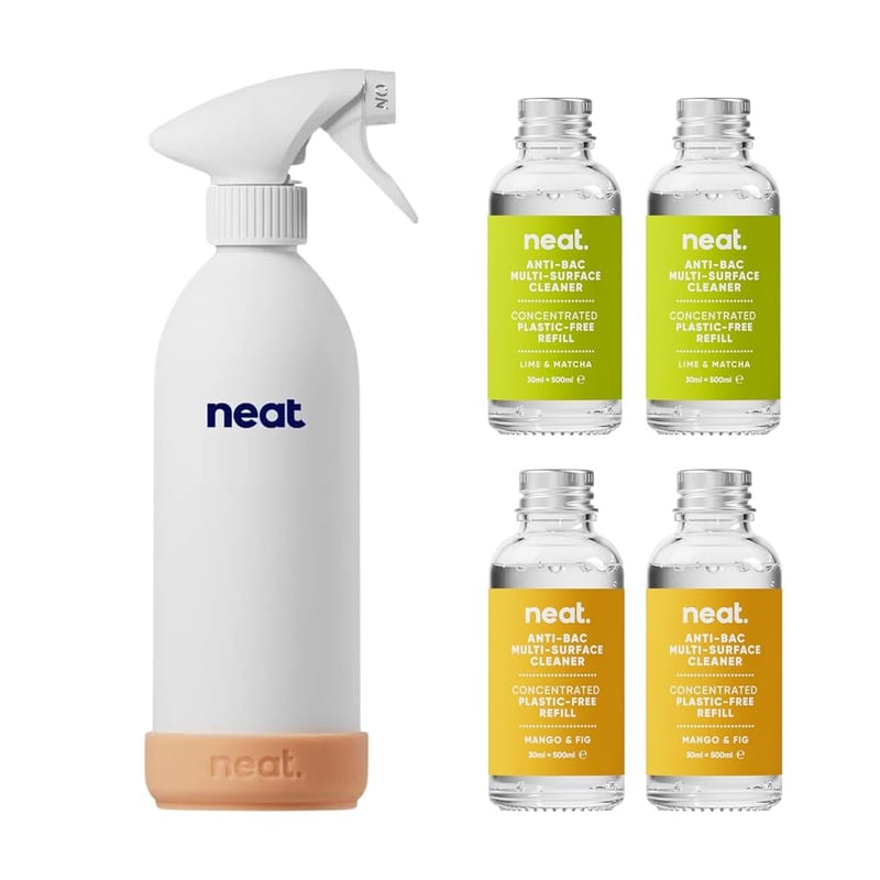 Neat Multi-Surface Cleaning Spray (+ 4 Refills), All-Purpose Antibacterial Kitchen Cleaner Spray for Home