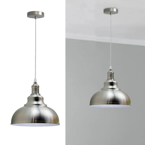 Pendant Light Dining Table Ø29 cm Colour of Stain Nickel Living Room, Ceiling Lighting Vintage E27, Pendant Light Metal Kitchen Lamp, Hanging Lamp Bedroom, Dining Table Living Room, Dining Room Lamps