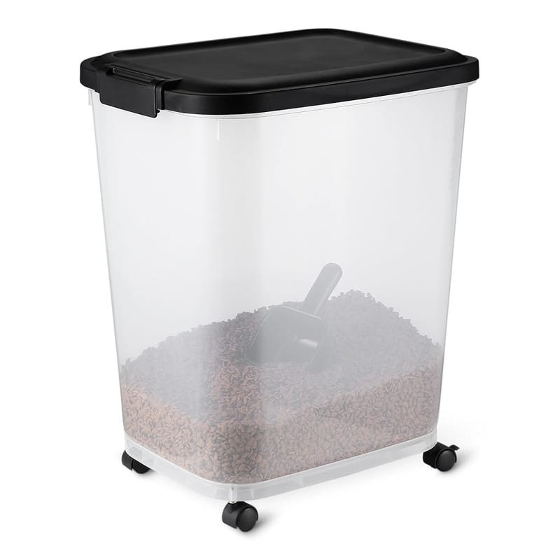Amazon Basics Pet Food Storage Container, 15.8kg, Transparent and Black