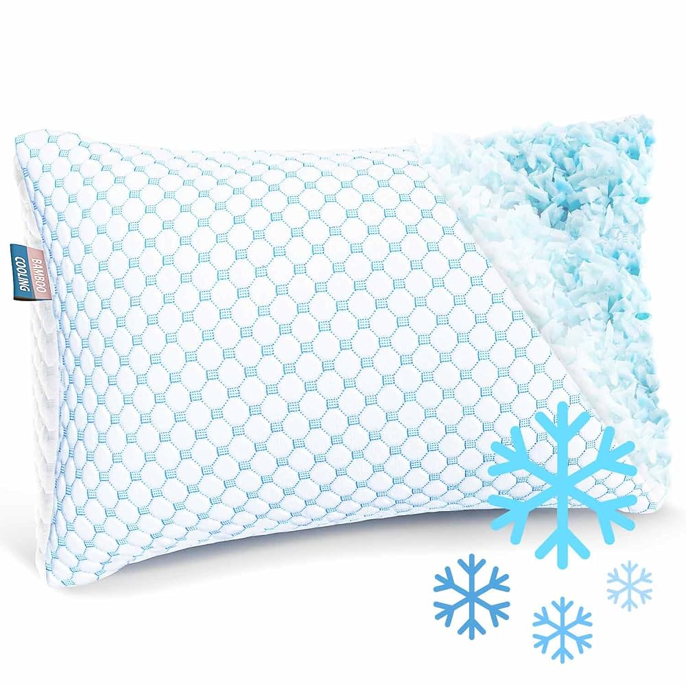 Nestl Cooling Pillow for Sleeping 1 Pack, Luxury Shredded Memory Foam Pillows Queen Size, Adjustable Cold Gel Pillows for Hot Sleepers Supportive Cool Pillow for Side Back Stomach Sleepers