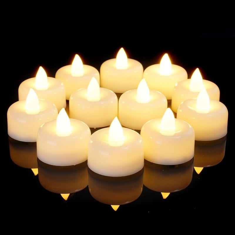 AMAGIC 12 Pack Battery Operated Flameless LED Tea Lights, Electric Fake Tealight Candles