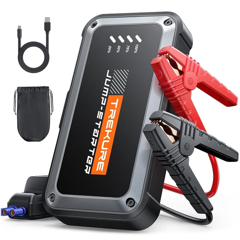 TREKURE 4000A Jump Starter Power Pack, 12V Car Battery Booster Jump Starter (up to 9.0L Petrol or 8.5L Diesel Engine), Power Bank with LED Flashlight, Jump Leads Included