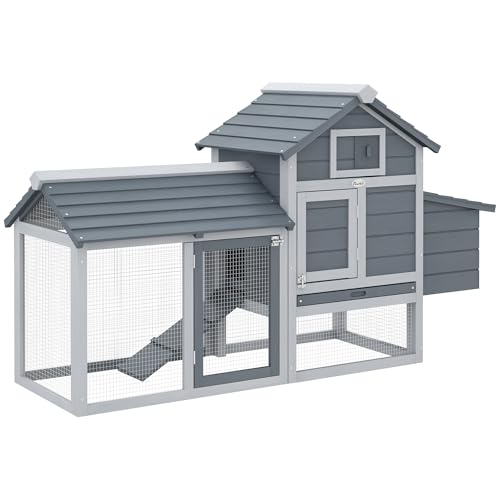 PawHut Wooden Duck House, Poultry Coop with Double Doors and Openable Roof