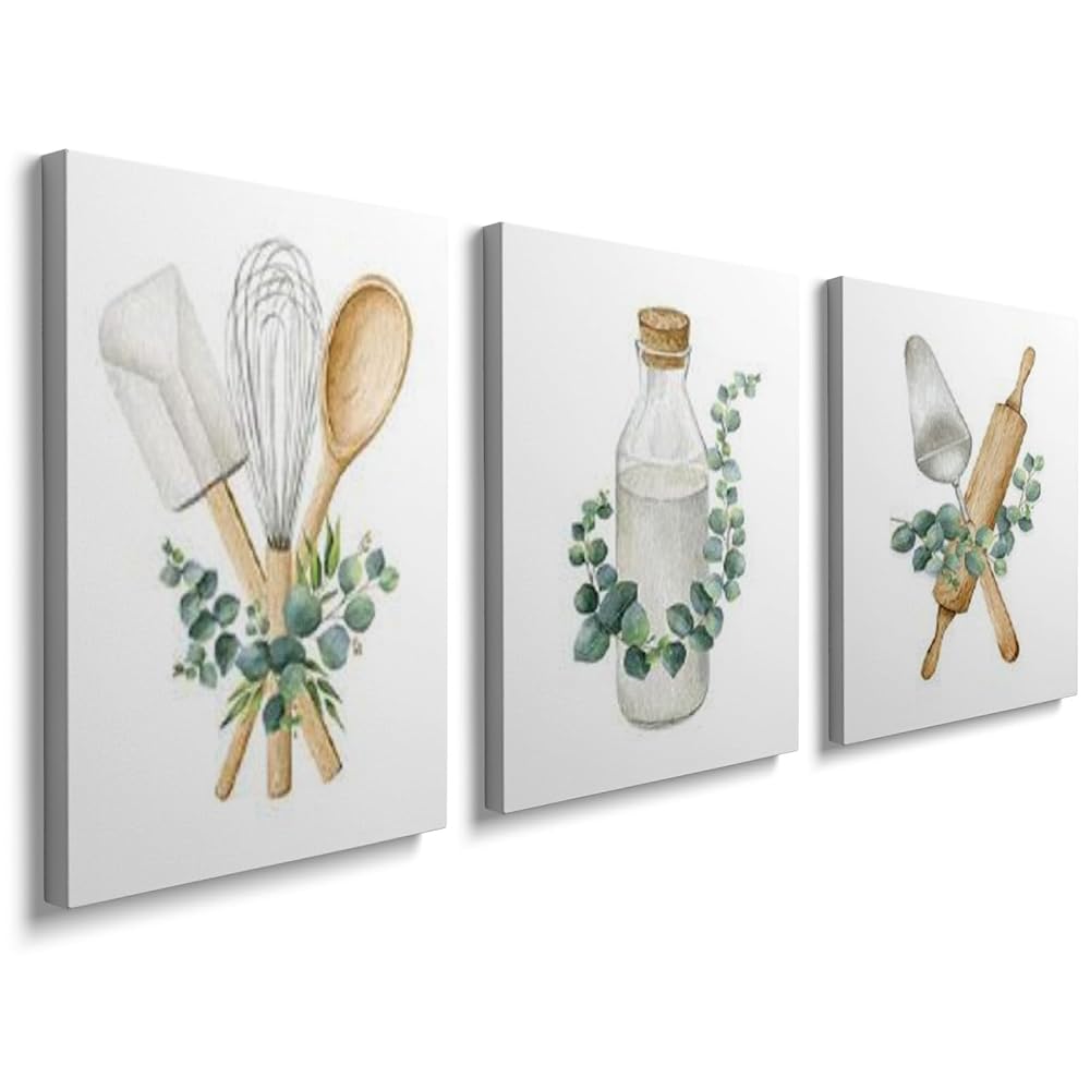 prinfantasy Kitchen Wall Art Canvas Frame Aesthetic Posters Decor Paintings for Home Dinner Room, 30x40cm
