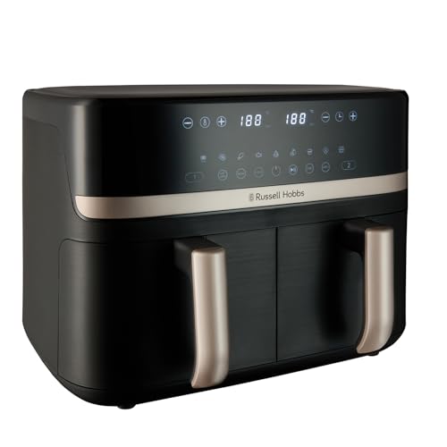 Russell Hobbs Dual Air Fryer, 9L Rapid Airfryer XXL, Dual Basket and Zone