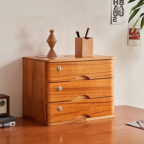 Solid Wood Lockable File Cabinet with 2 Drawers and Top Drawer for Small Home Office Storage, Espresso