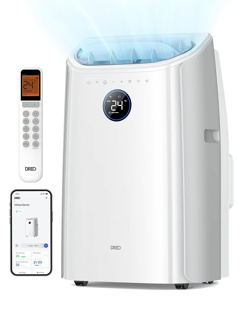 Dreo Smart 3-in-1 Portable Air Conditioner, 12000 BTU Drainage-Free Cooling AC Unit