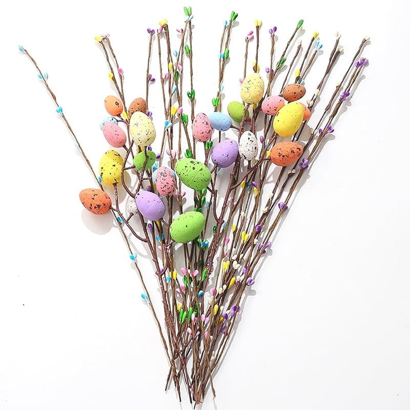 DAHI 26pcs Artificial Easter Egg Tree Branches, Artificial Easter Branches, Egg Flower Picks Decor for Vases and Baskets