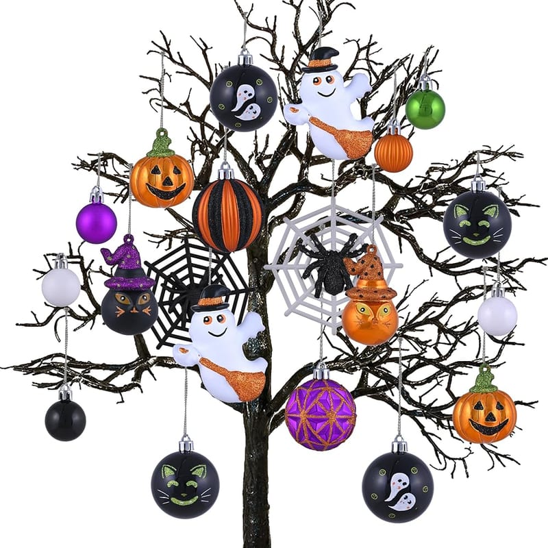 Valery Madelyn 40pcs 5-10cm Halloween Decorations, Orange & Purple, House Shaped Paper Packing for Holiday Party Gift