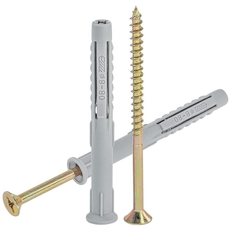 30 Pieces Heavy Duty Screws with Nylon Plugs, Wall Anchor Screw & Wall Plug Set, 8x80mm Wall Plugs and 4.9x85mm Screws