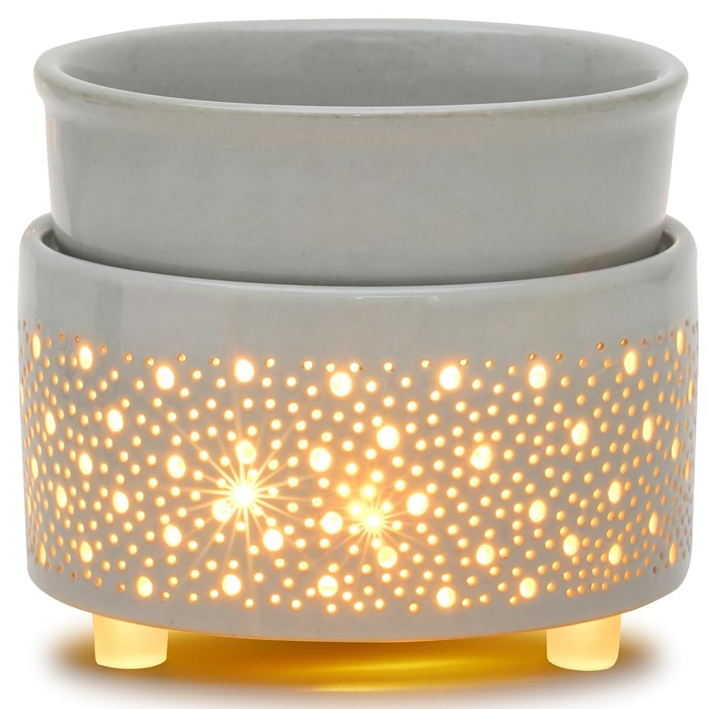 Geronland Electric Ceramic 3-in-1 Wax Melt Burner, Oil Burner and Candle Warmer