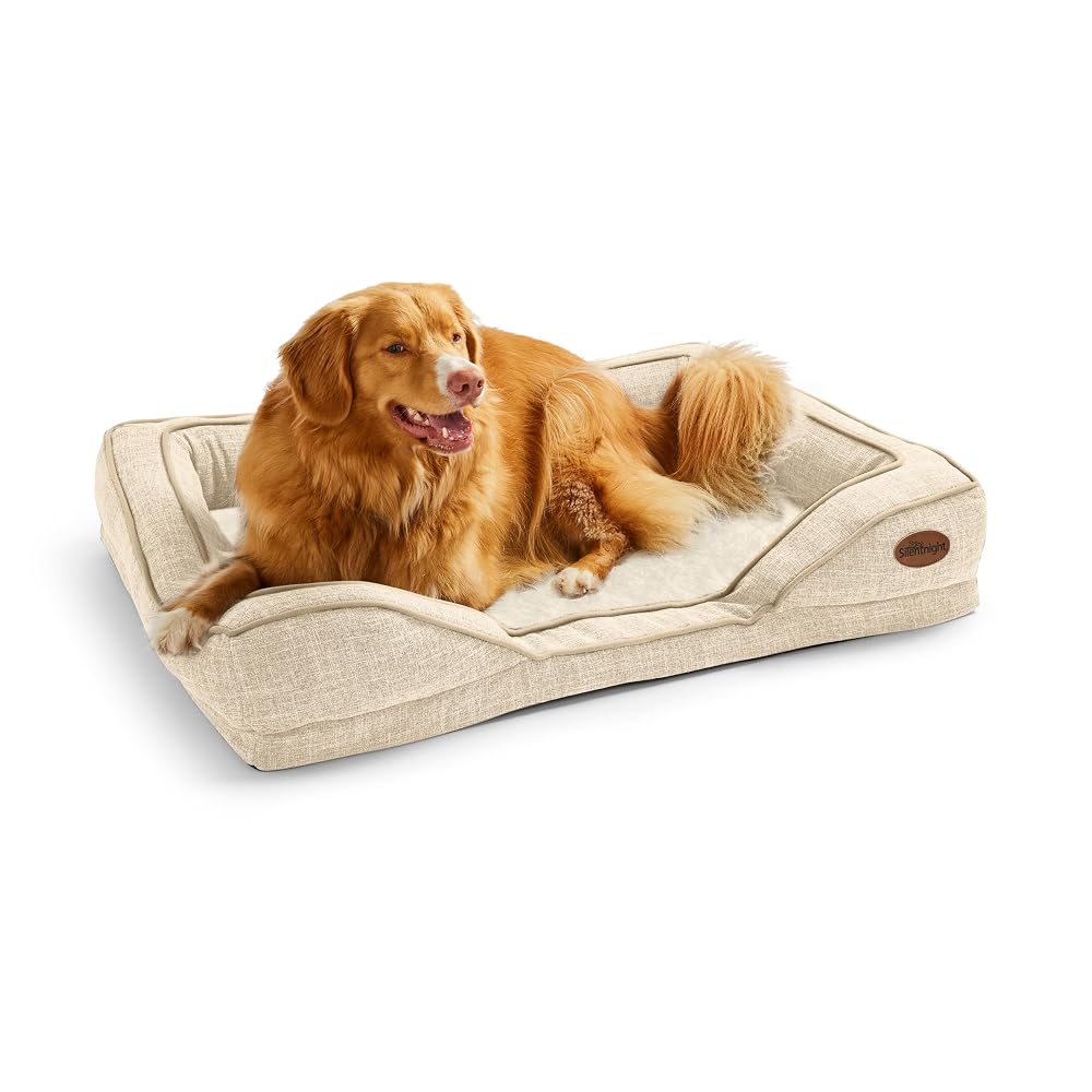 Silentnight Orthopaedic Dog Bed, Cosy Comfortable Pet Bed with Ergonomic Foam Body and Head Support