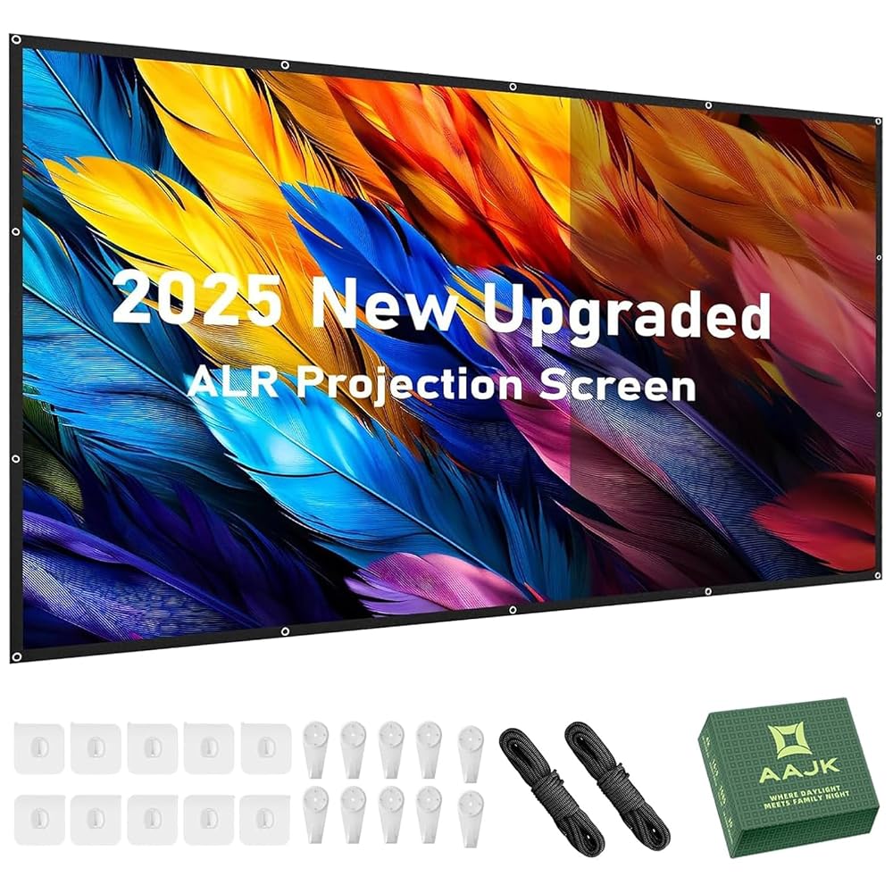 ALR 4K 16:9 HD Projection Screen, Anti-Wrinkle Foldable Portable Projector Screen for Home Cinema, Outdoor and Indoor, Double-Sided Projection (120 Inch)