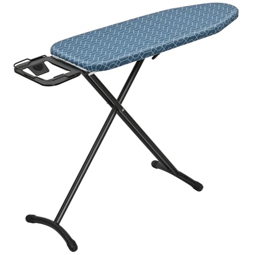 Ironing Board with Iron Rest, Iron Board with Extra Thick Cover, Compact and Space Saver Foldable Ironing Board, Adjustable Height and Lightweight Design, 116.5cmx33cm
