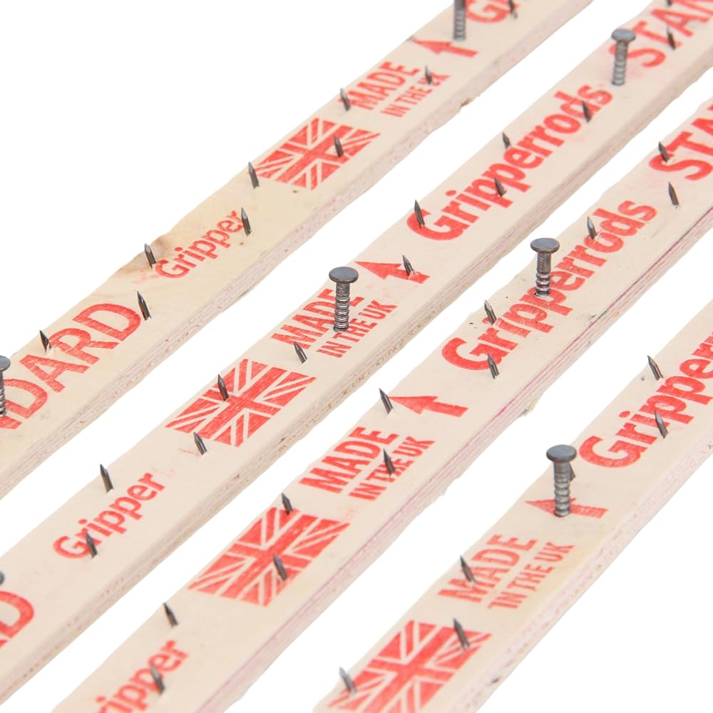 Carpet Gripper Rods, Pack of 50 Pcs Covering 124.67ft (38.00m), Pre-Nailed Strips with Dual Purpose Pins for Underlay Flooring, Stairs, Concrete, Wood Floors