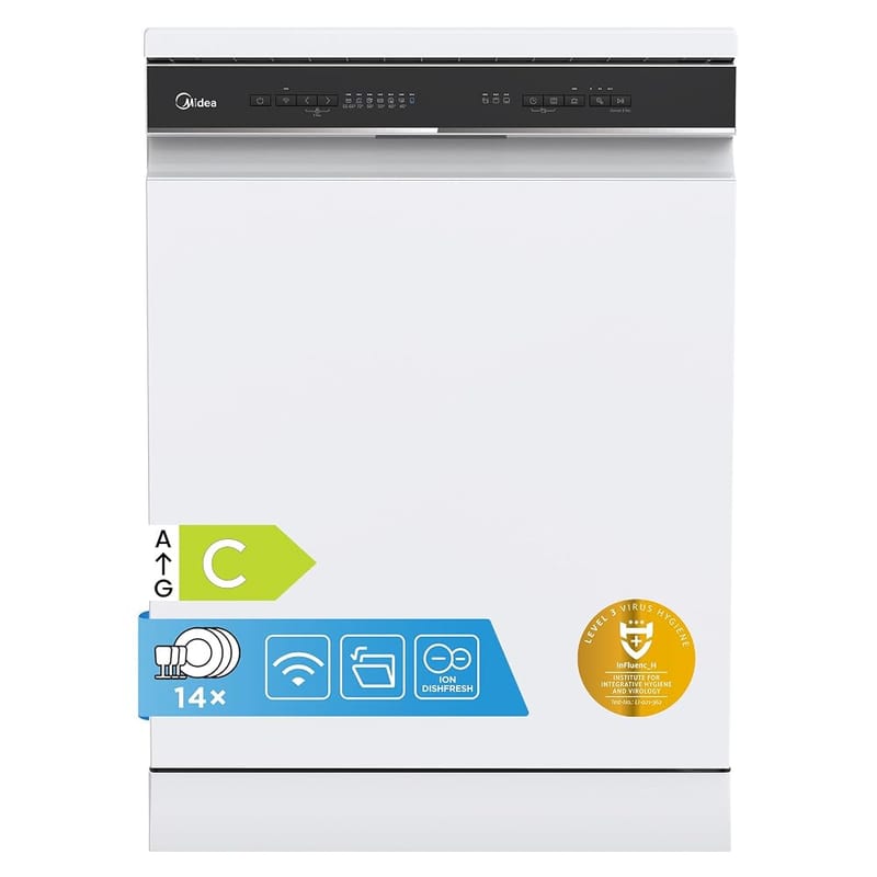 Midea 60cm Freestanding Dishwasher, 14 Place Settings - White