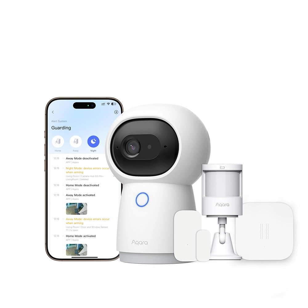 Aqara Camera Protect Kit Y100, 4-Piece Wireless Home Security System with 2K Camera Hub G3, 3 Smart Sensors, HomeGuardian