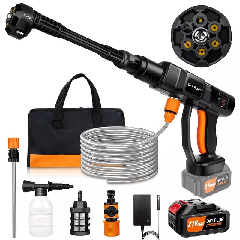 4000W Electric High Pressure Washer 300 Bar / 3000 PSI Jet Wash Patio Car, 6-in-1 Adjustable Nozzle, with 3.0Ah Battery and 5m Hose