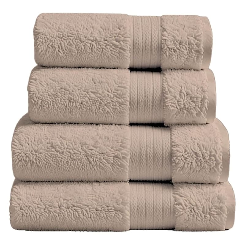 ATEN Homeware Egyptian Cotton Bath Towel Set, 4 Piece with 2 Bath Towels and 2 Hand Towels, Cafe