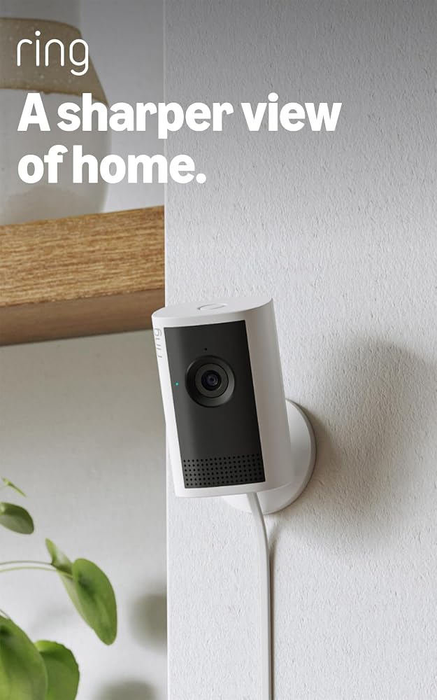 Ring Indoor Camera Plus (Newest Gen), Plug-In, Retinal 2K, 4x Enhanced Zoom, Low-Light Sight, Manual Lens Cover