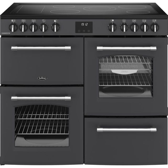 Belling Farmhouse 100E 100cm Electric Range Cooker with Ceramic Hob - Anthracite