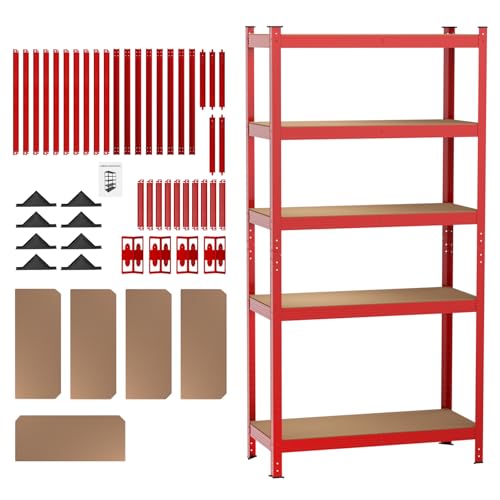 5 Tier Heavy Duty Garage Shelving Unit - Adjustable Height Storage Shelves - Boltless Garage Shelf - Durable and Versatile Organizer for Storage in Sheds and Garages (150x70x30cm)