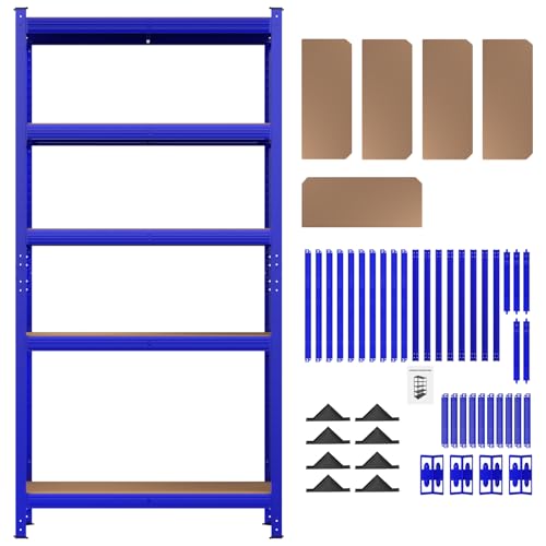 Racking Shelving, Adjustable Height and Easy Assembly 5 Tier Garage Shelving Units, 150x70x30cm, Capacity 175kg/Tier