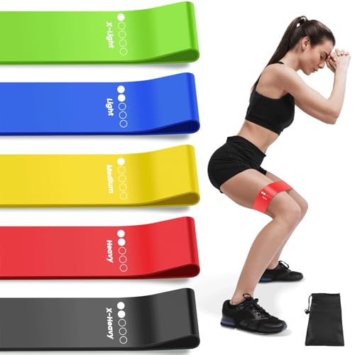 Resistance Bands, Set of 5 Skin-Friendly Exercise Band for Women & Men