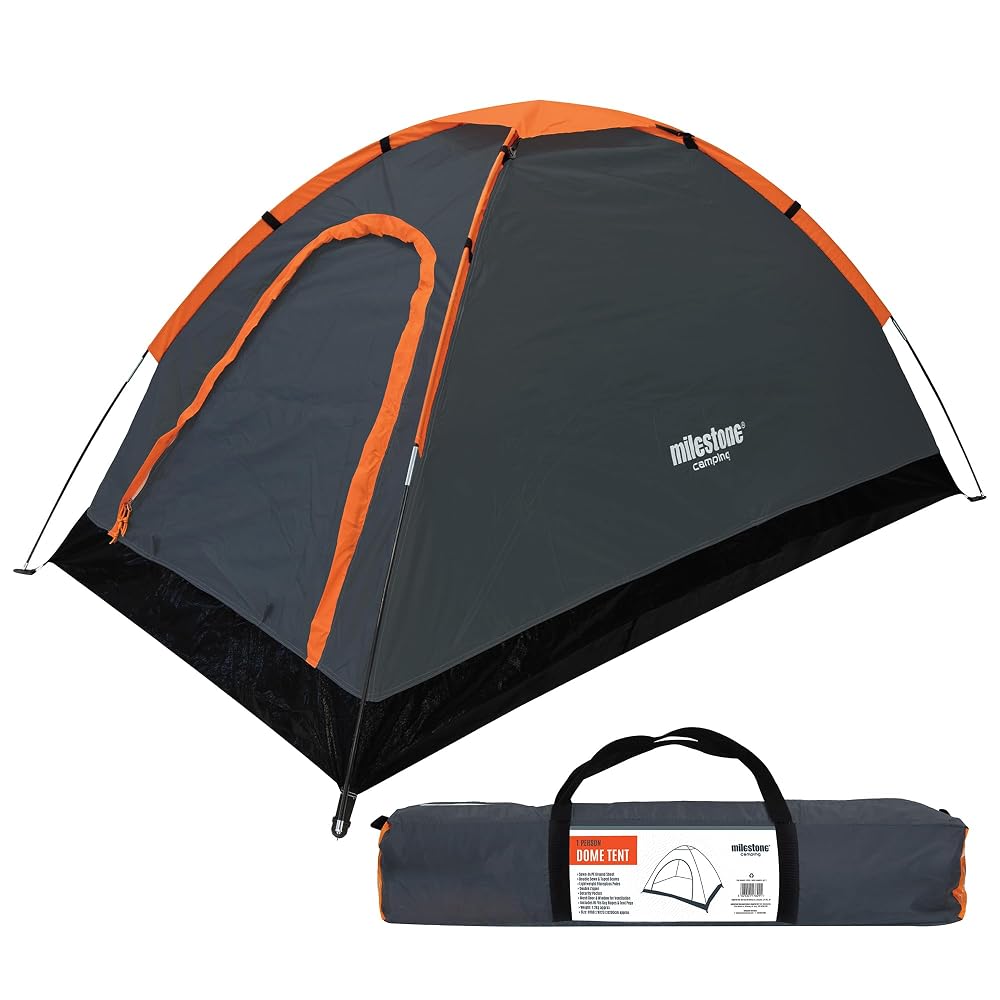 Milestone Camping Dome Tent, Sleeps 2, Water Resistant, Portable