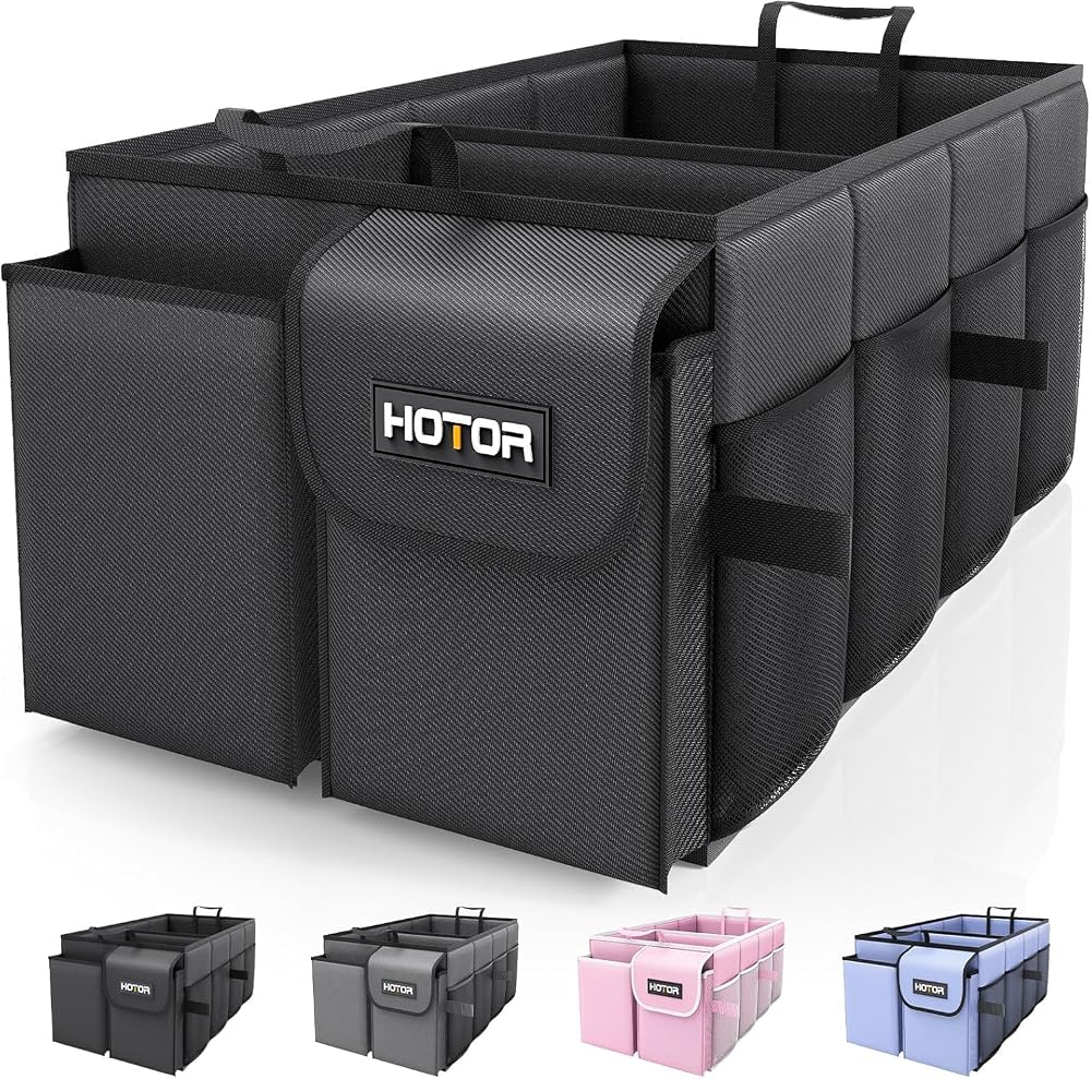 HOTOR Car Boot Organiser - Large-Capacity Auto Trunk Organizer Collapsible Multi Compartments, Foldable Boot Storage for SUVs