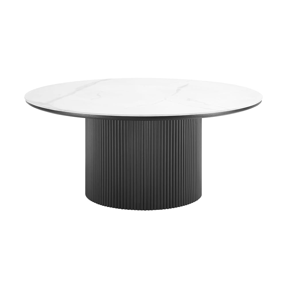 Home Detail Japandi Round Coffee Table, Sintered Stone Top