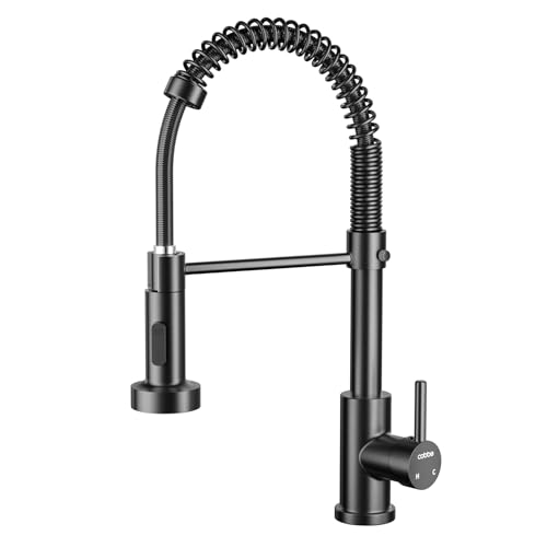 Cobbe Black Kitchen Tap, Spring Sink Mixer with Pull Out Spray