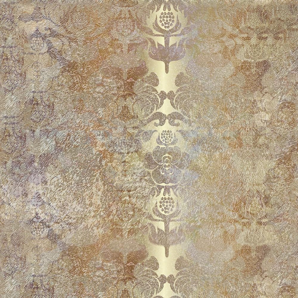 Auspicium Vintage Peel and Stick Wallpaper, Gold Damask, Self-Adhesive Removable Wallpaper Contact Paper for Decorative Bedroom Bathroom House Wall (17.3 x 118 inches)