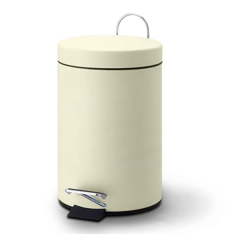 Crystals 3L Small Pedal Bin with Lid, Stainless Steel Bathroom Bin for Waste & Rubbish, Hands-Free Foot Pedal, Removable Inner Bucket