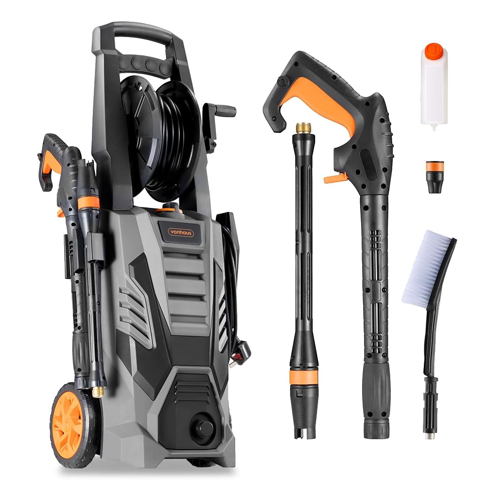 VonHaus Pressure Washer 2200W, 165 Bar Max Water Pressure, with Accessories and Attachments