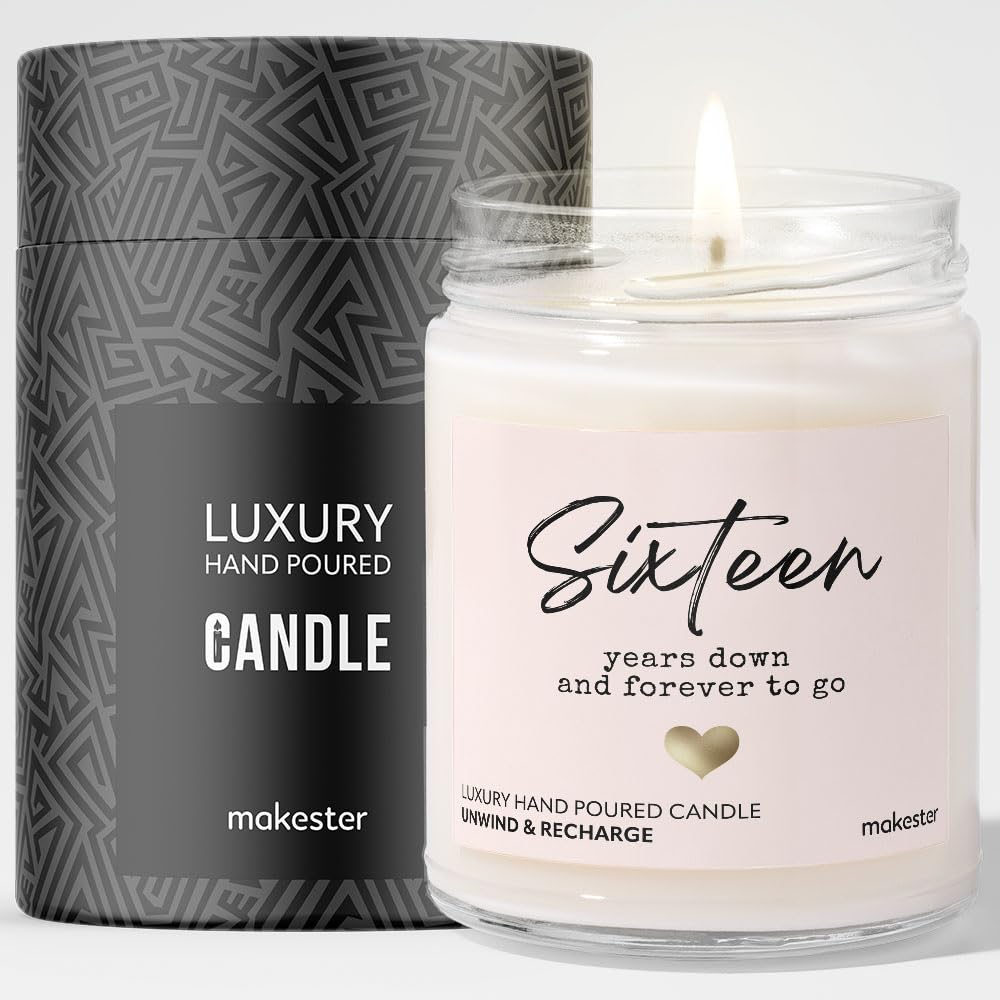 Makester 16th Wedding Anniversary Candle Gifts, Scented Soy Candle Keepsake